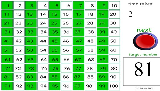 100 square Find the number - ICT Games - Maths Zone Cool ...