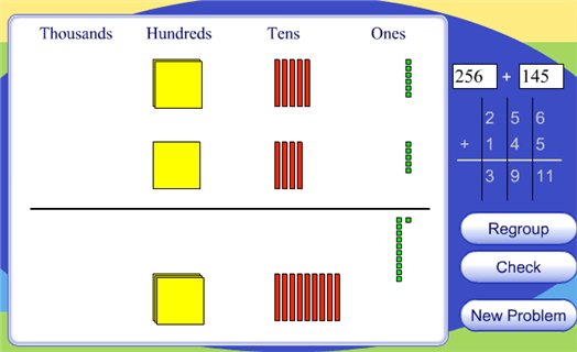 Addition of Three-Digit Numbers - Harcourt - Maths Zone Cool Learning Games