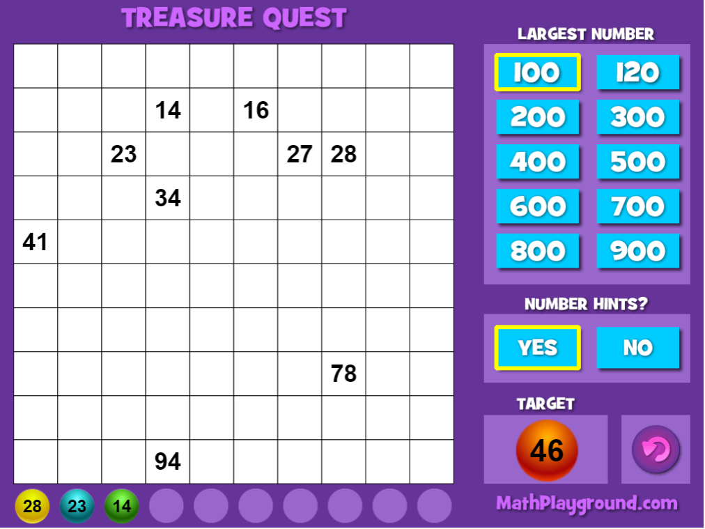 treasure quest math playground